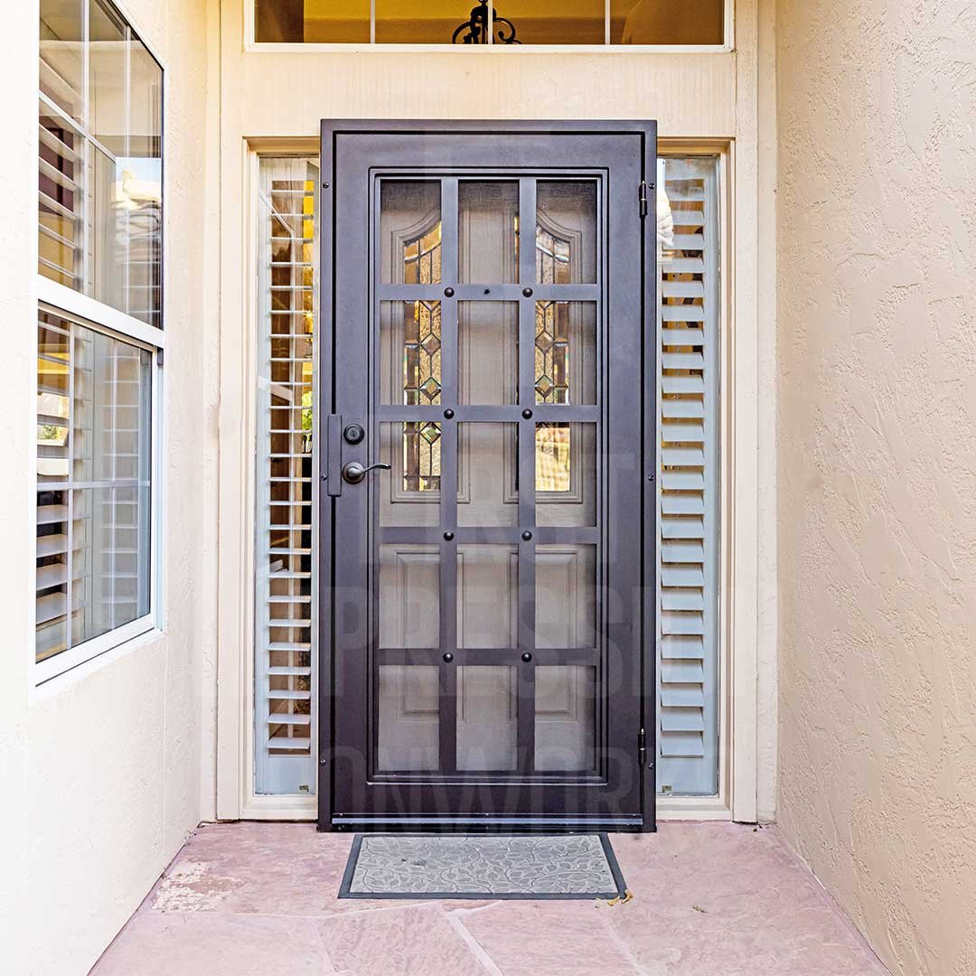 Santa Fe Iron Security Door Signature Southwest Single Right High Definition Square w