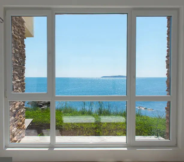 Aluminium Windows with scene of th sea